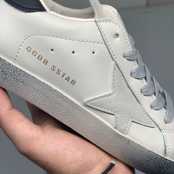 Women’s Distressed Sneaker with grey star detailing in white faux leather - Picture 9 of 13